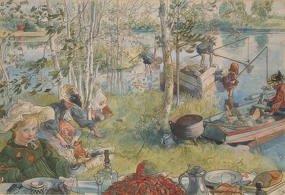 Pesca de cangrejos. Alrededor de 1895 de Carl Larsson