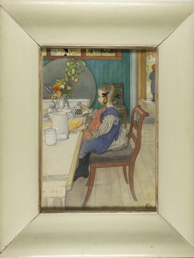 El desayuno triste de Little Lie-A-Bed de Carl Larsson