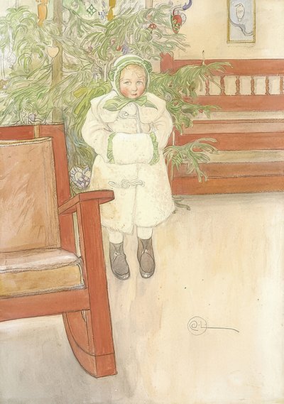 Niña y silla mecedora de Carl Larsson
