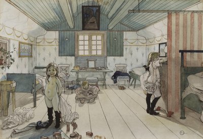 Mamás y la Habitación de las Niñas Pequeñas, de la serie Un Hogar, c.1895 de Carl Larsson