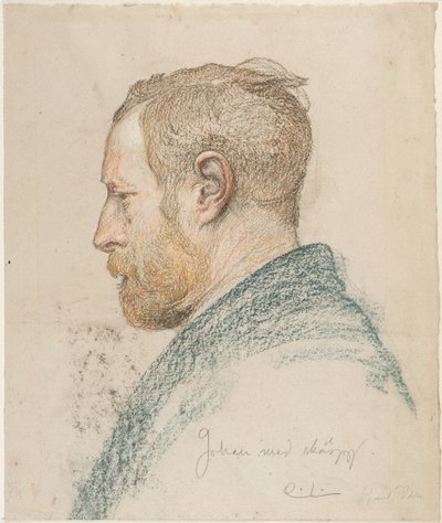 Cabeza de hombre de perfil de Carl Larsson