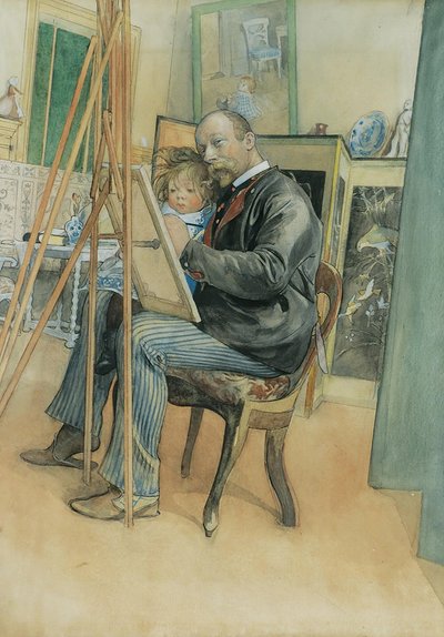 Imagen en el Espejo con Brita de Carl Larsson