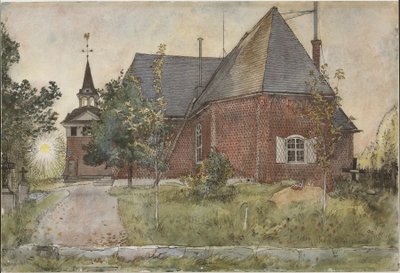 La antigua iglesia de Sundborn. De *A Home* (26 acuarelas) de Carl Larsson