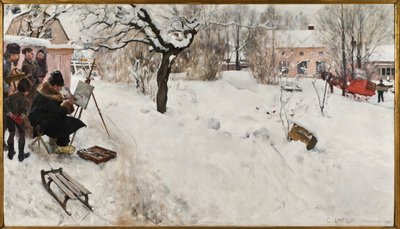 Pintor al aire libre. Motivo invernal de Åsögatan 145, Estocolmo de Carl Larsson