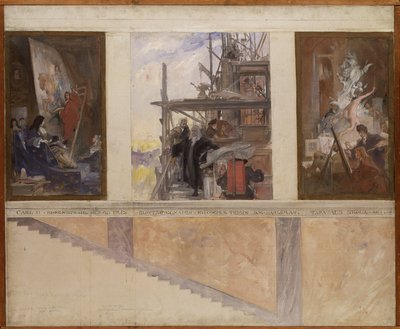Segundo proyecto de decoración de las paredes de la sala inferior del Nationalmuseum de Carl Larsson