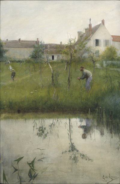 El anciano y el jardín del vivero de Carl Larsson