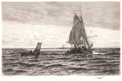 Barco pesquero y botes de remo de Carl Locher