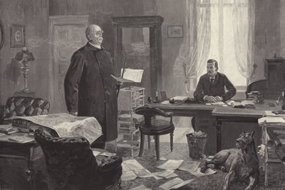 Bismarck dictando sus memorias (grabado) de Carl Ludwig Friedrich Becker
