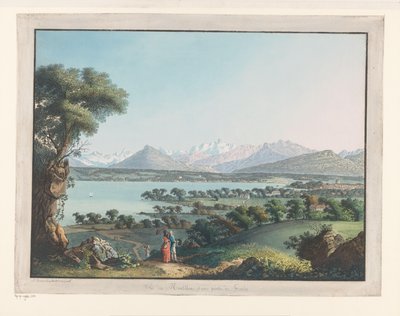 Vista de Ginebra con el Mont-Blanc al fondo
Vista del Mont Blanc y parte de Ginebra (título en el objeto) de Carl Ludwig Hackert