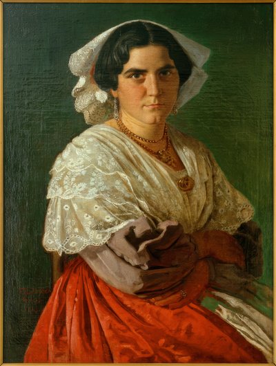 Retrato de una italiana con traje tradicional de Carl Ludwig Jessen