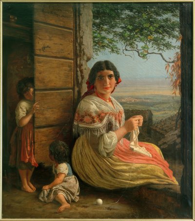 C.L. Jessen, Italiana tejiendo de Carl Ludwig Jessen