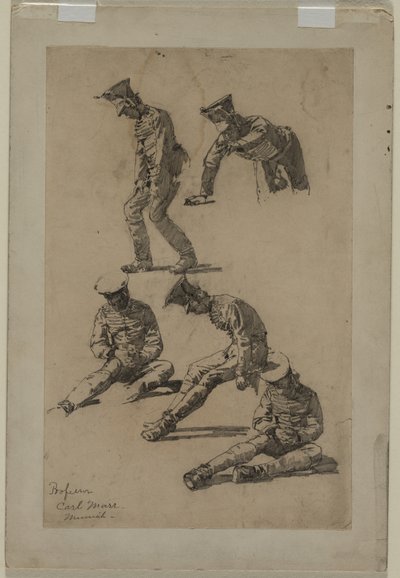 Cinco estudios de un soldado, cuarto trimestre del siglo XIX o primer tercio del siglo XX de Carl Marr