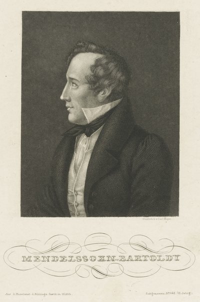 Retrato de Felix Mendelssohn Bartholdy, c. 1840 de Carl Mayer