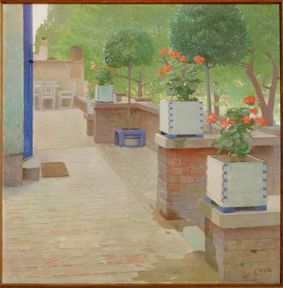 Gartenterrasse - Terraza jardín ... (pintura sobre lienzo) de Carl Moll