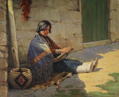 Cestería Hopi (óleo sobre lienzo) de Carl Moon