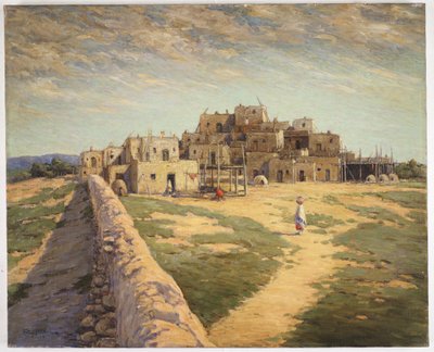 Pueblo del Norte de Taos (óleo sobre lienzo) de Carl Moon