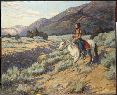 Scout, Valle de Taos, Nuevo México (óleo sobre lienzo) de Carl Moon