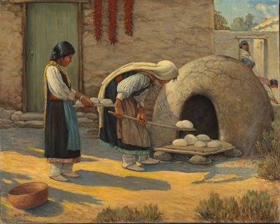 Mujeres horneando pan de Carl Moon