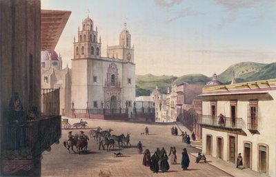 Plaza Mayor de Guonajuato (coloured engraving) de Carl Nebel