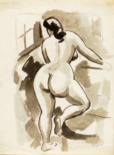 Vista trasera de desnudo femenino de pie de Carl Newman