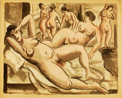 Grupo de seis desnudos femeninos de Carl Newman