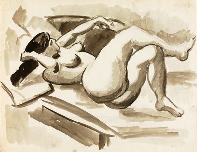 Desnudo femenino recostado con las piernas cruzadas de Carl Newman