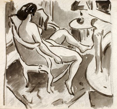 Desnudo femenino sentado, vista lateral de Carl Newman