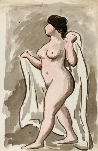 Desnudo femenino de pie con drapeado de Carl Newman