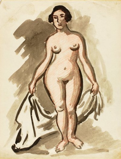 Desnudo femenino de pie con drapeado de Carl Newman