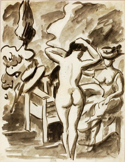 Dos figuras femeninas en un jardín de Carl Newman