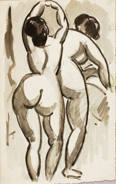 Dos desnudos femeninos de pie de Carl Newman