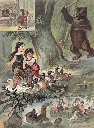 Hansel y Gretel en el bosque, c.1880 de Carl Offterdinger
