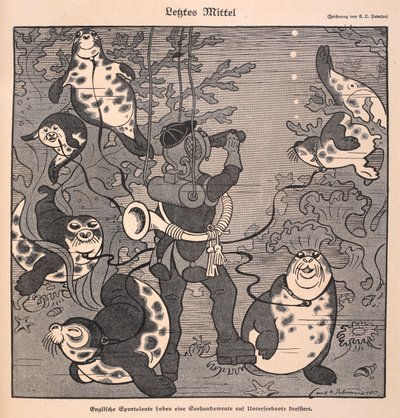Último recurso: último recurso. un buzo con focas; escena submarina de Carl Olof Petersen