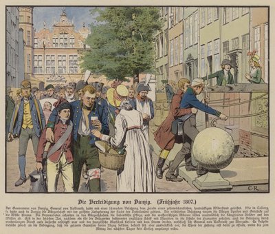 Civiles ayudando a los heridos prusianos durante la defensa de Danzig, primavera de 1807 de Carl Röchling
