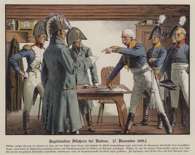 El mariscal de campo Blucher rindiéndose a los franceses en Katekau, 7 de noviembre de 1806 de Carl Röchling