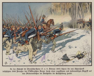 Infantería prusiana atacando en la Batalla de Eylau, 7-8 de febrero de 1807 de Carl Röchling