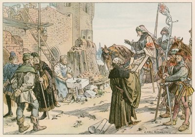 Federico II en la colocación de los cimientos del castillo en el río Spree en 1443 de Carl Rohling