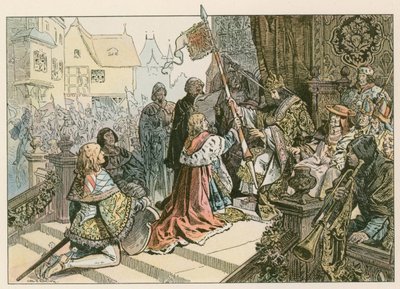 Federico I (1371-1440) con Segismundo en Constanza siendo recompensado con la tierra de Kurmark en 1417 de Carl Rohling