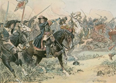 Federico Guillermo, el Gran Elector (1620-1688), en la batalla de Ferhbellin en 1675 de Carl Rohling