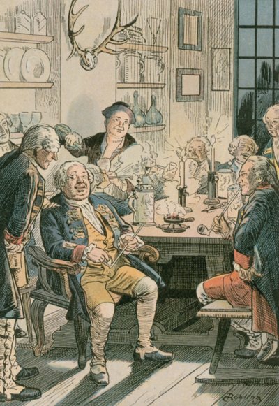 Friedrich Wilhelm I (1657-1713) en el Tabakskollegium de Carl Rohling
