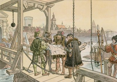 John George con los planos para la Ciudadela de Spandau en 1580 de Carl Rohling