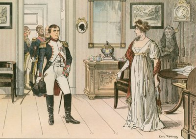 La Reina Luisa de Prusia (1776-1810) y Napoleón I (1769-1821) en Tilsit en 1807 durante la firma del segundo tratado de Tilsit de Carl Rohling