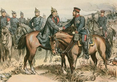 Guillermo I, Rey de Prusia y primer Emperador Alemán (1797-1888) saludando a su hijo en Sadowa en 1866 de Carl Rohling