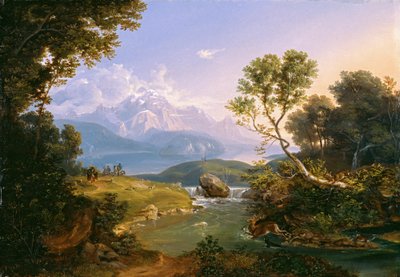 Caza de ciervos en el Hintersee cerca de Berchtesgaden de Carl Rottmann