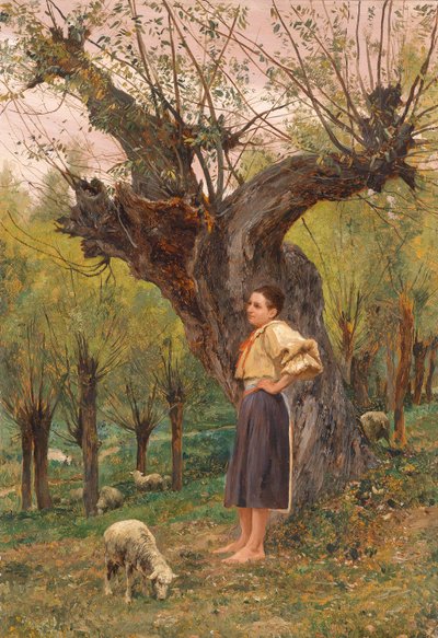 Alemán: Chica joven delante de un prado de Carl Rudolf Huber