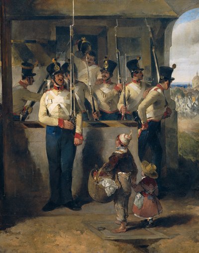 El Centinela, gritando en el arma ("¡Arma fuera!") de Carl Schindler