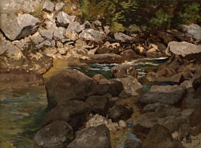 Arroyo de montaña con rocas de Carl Schuch