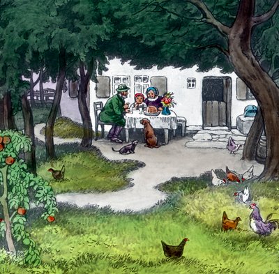 Hermanos Grimm - Cuentos de hadas - Caperucita Roja. Imagen fechada hacia 1910. Archivo Carl Simon de Carl Simon