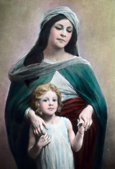 Madre con niño, del ilustrador y artista gráfico alemán Max Stern (1872 - 1943). Fecha de la imagen: hacia 1900. Archivo Carl Simon de Carl Simon