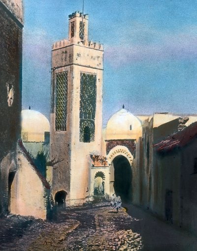Norte de Marruecos, Tetuán, Minarete de la mezquita de Sidi Saidi, fecha de la imagen: hacia 1910. Archivo Carl Simon de Carl Simon